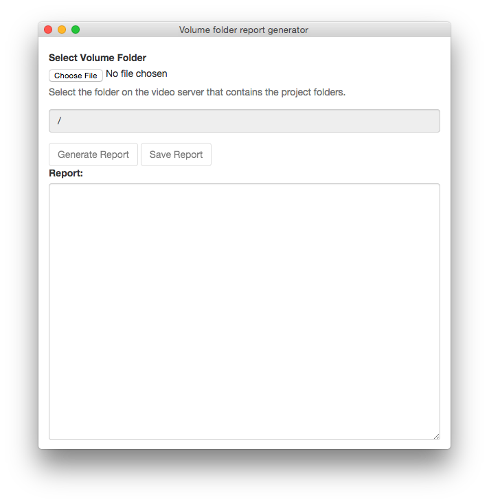 Os X nwjs app, tha runs a ruby script to generate a report for missing media files on a video server